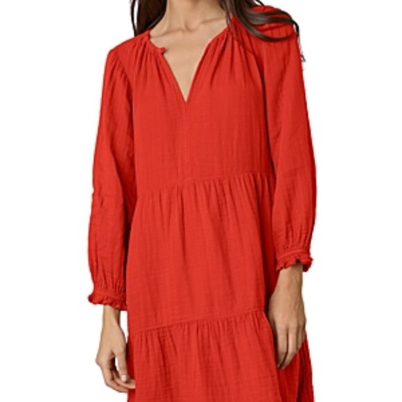 Velvet by Graham & Spencer Red Tiered Sundress with Bishop Sleeves - Picture 3 of 3